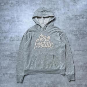 Y2K Aeropostale gray hoodie with pink lettering